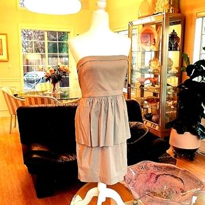 BCBG MAXAzria Size 8 Huxley Strapless Dress, Fine Cotton Twill detachable straps